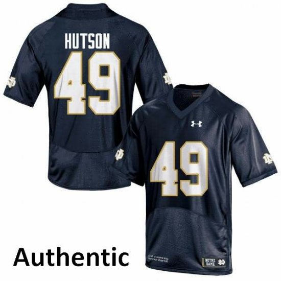 #49 Brandon Hutson Notre Dame Fighting Irish Authentic Football Jersey -Men Navy Blue