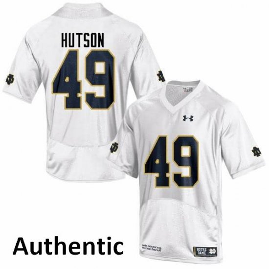 #49 Brandon Hutson Notre Dame Fighting Irish Authentic Football Jersey -Men White