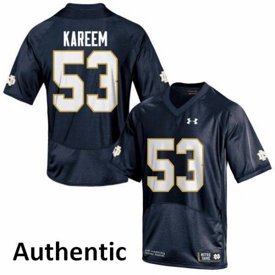 #53 Khalid Kareem Notre Dame Fighting Irish Authentic Football Jersey -Men Navy Blue