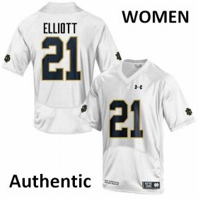 #21 Jalen Elliott Notre Dame Fighting Irish Authentic Football Jersey -Women White