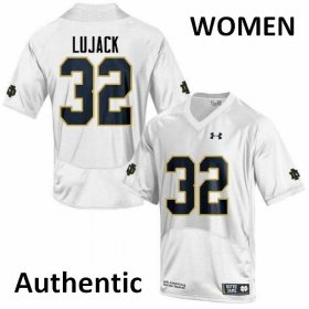 #32 Johnny Lujack Notre Dame Fighting Irish Authentic Football Jersey -Women White