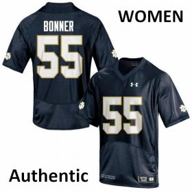 #55 Jonathan Bonner Notre Dame Fighting Irish Authentic Football Jersey -Women Navy Blue