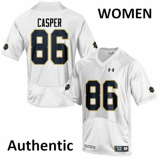 #86 Dave Casper Notre Dame Fighting Irish Authentic Football Jersey -Women White