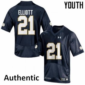 #21 Jalen Elliott Notre Dame Fighting Irish Authentic Football Jersey -Youth Navy Blue