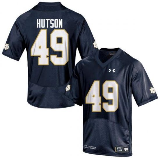 #49 Brandon Hutson Notre Dame Fighting Irish Game Football Jersey -Men Navy Blue