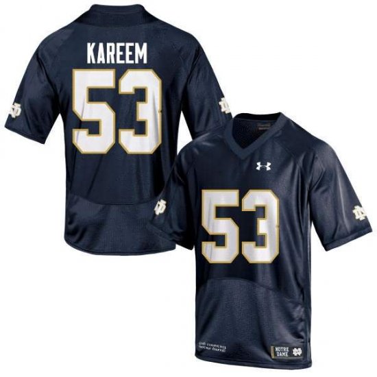 #53 Khalid Kareem Notre Dame Fighting Irish Game Football Jersey -Men Navy Blue