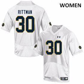 #30 Jake Rittman Notre Dame Fighting Irish Game Football Jersey -Women White