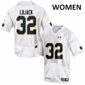 #32 Johnny Lujack Notre Dame Fighting Irish Game Football Jersey -Women White