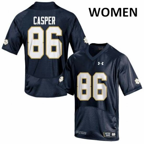 #86 Dave Casper Notre Dame Fighting Irish Game Football Jersey -Women Navy Blue