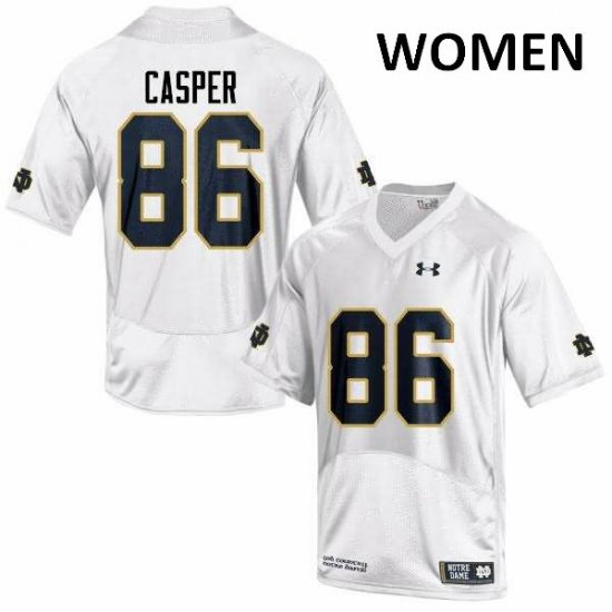 #86 Dave Casper Notre Dame Fighting Irish Game Football Jersey -Women White