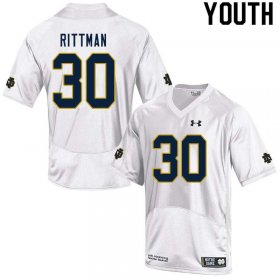 #30 Jake Rittman Notre Dame Fighting Irish Game Football Jersey -Youth White